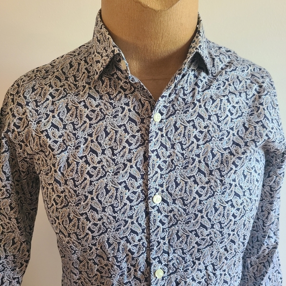 ☮️JOHN LENNON Elegant Navy Paisley Men's Shirt - Picture 3 of 11